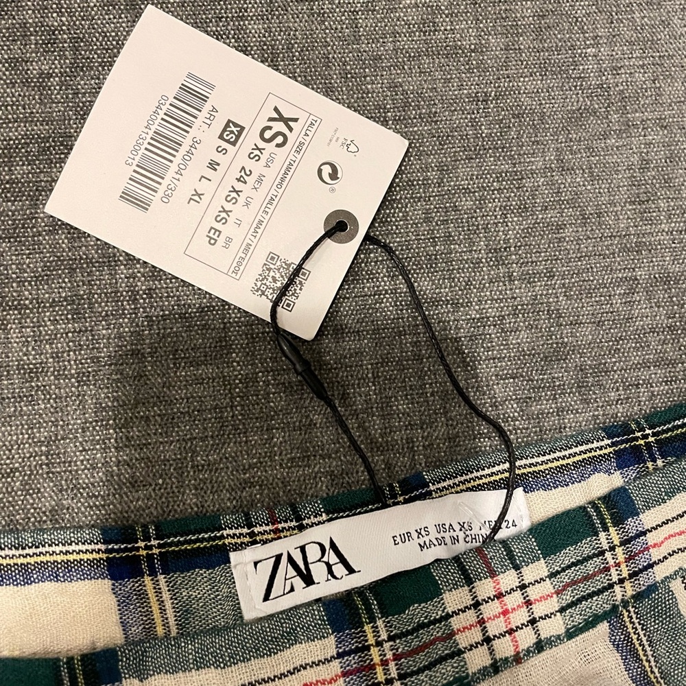 Zara Plaid Midi Ruffled Front Buttons Skirt Boho